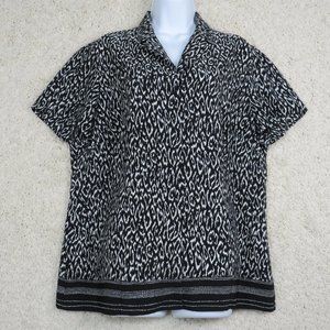 Liz Claiborne* Women's Short Sleeve Button Down‎ V-Neck Blouse Size~ 16